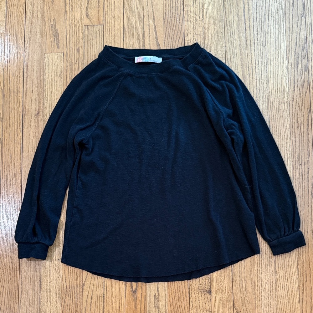 Free People Beach Black Ribbed Long Sleeve XS